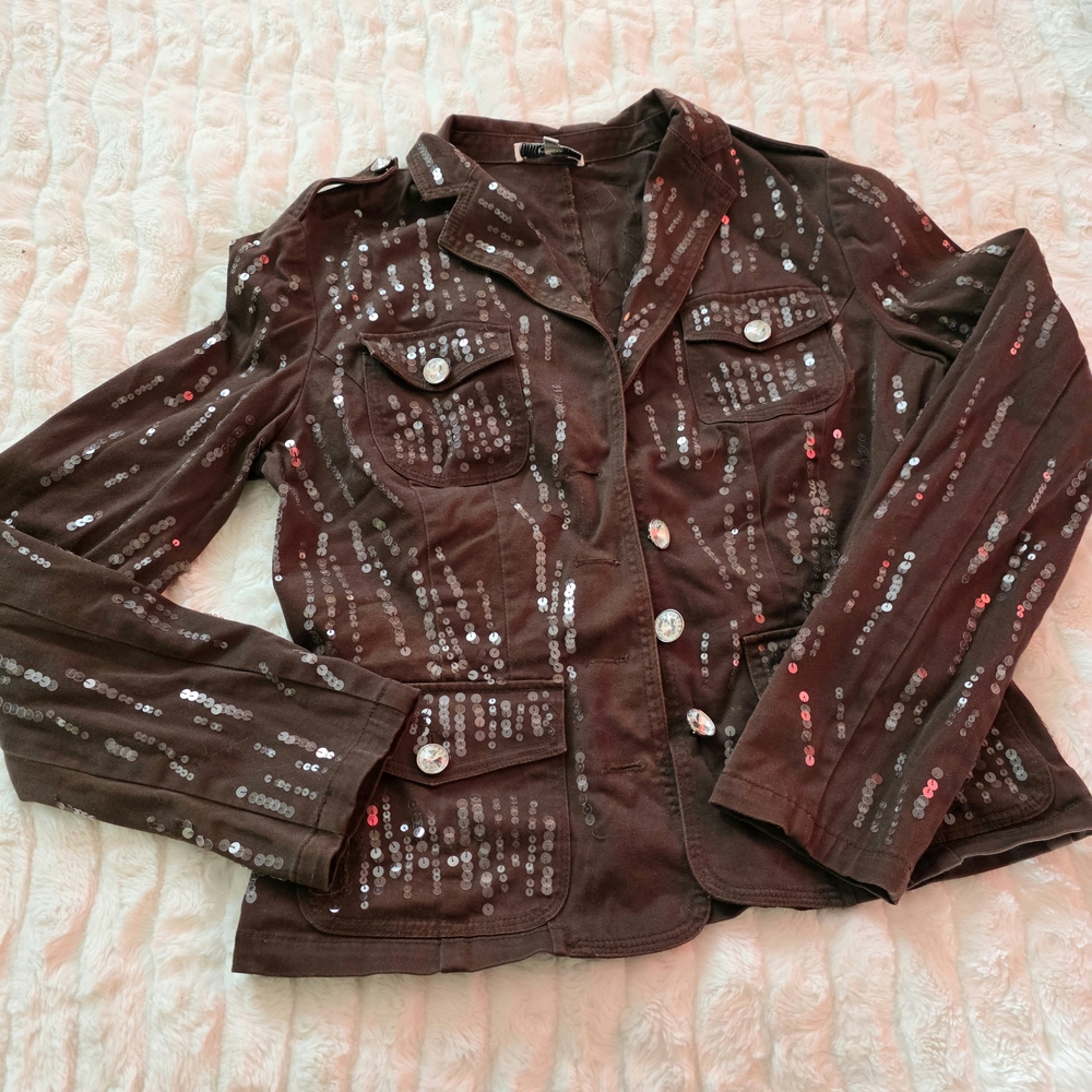 Cache Chocolate Sequin Blazer - image 4